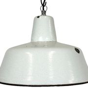 Industrial White Enamel Factory Pendant Lamp from Zaos, 1960s