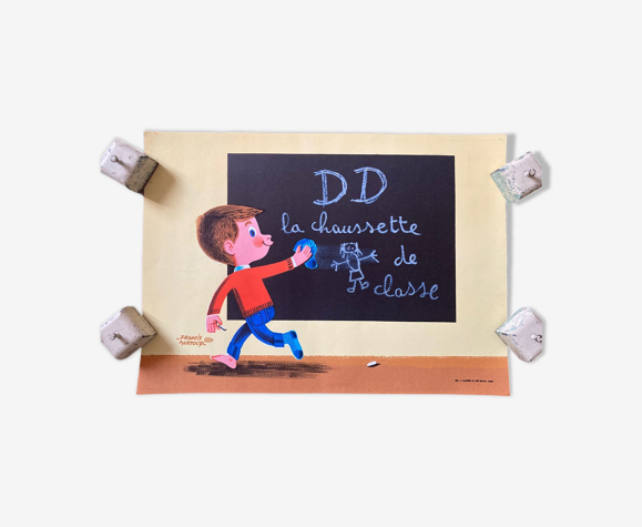 Affiche ancienne originale chausette dd la chaussette de classe