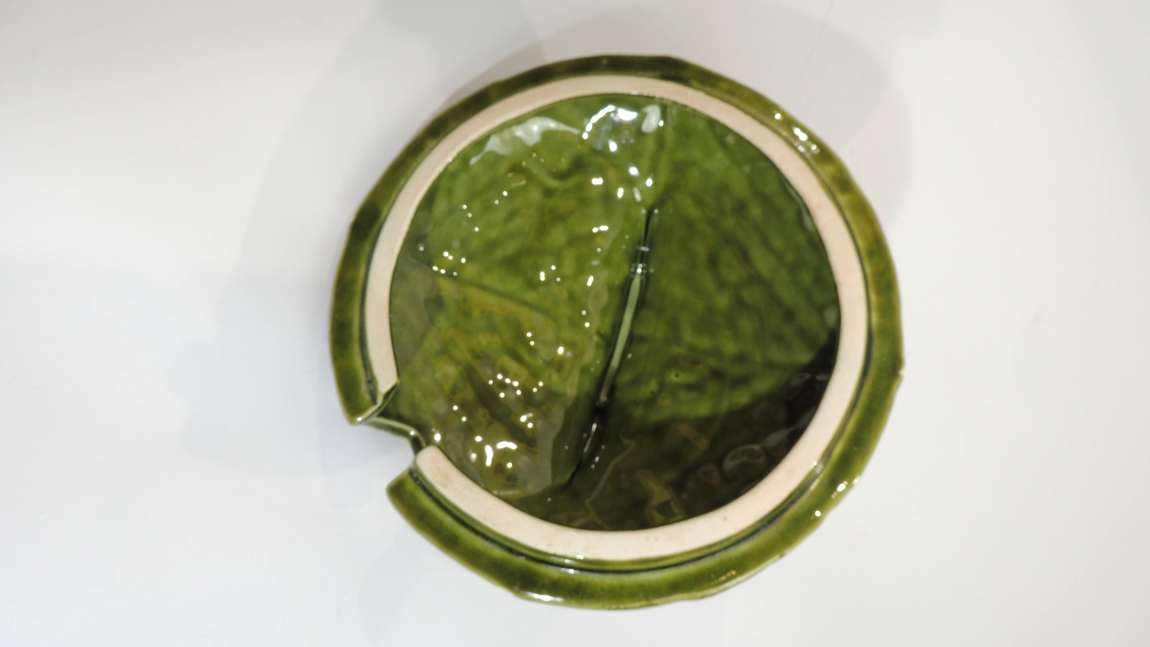 Vintage Cabbage-Shaped Tureen (Majolica/Barbotine)