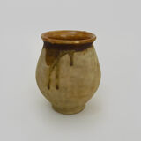Pot in glazed beige brown terracotta, southwest of the France