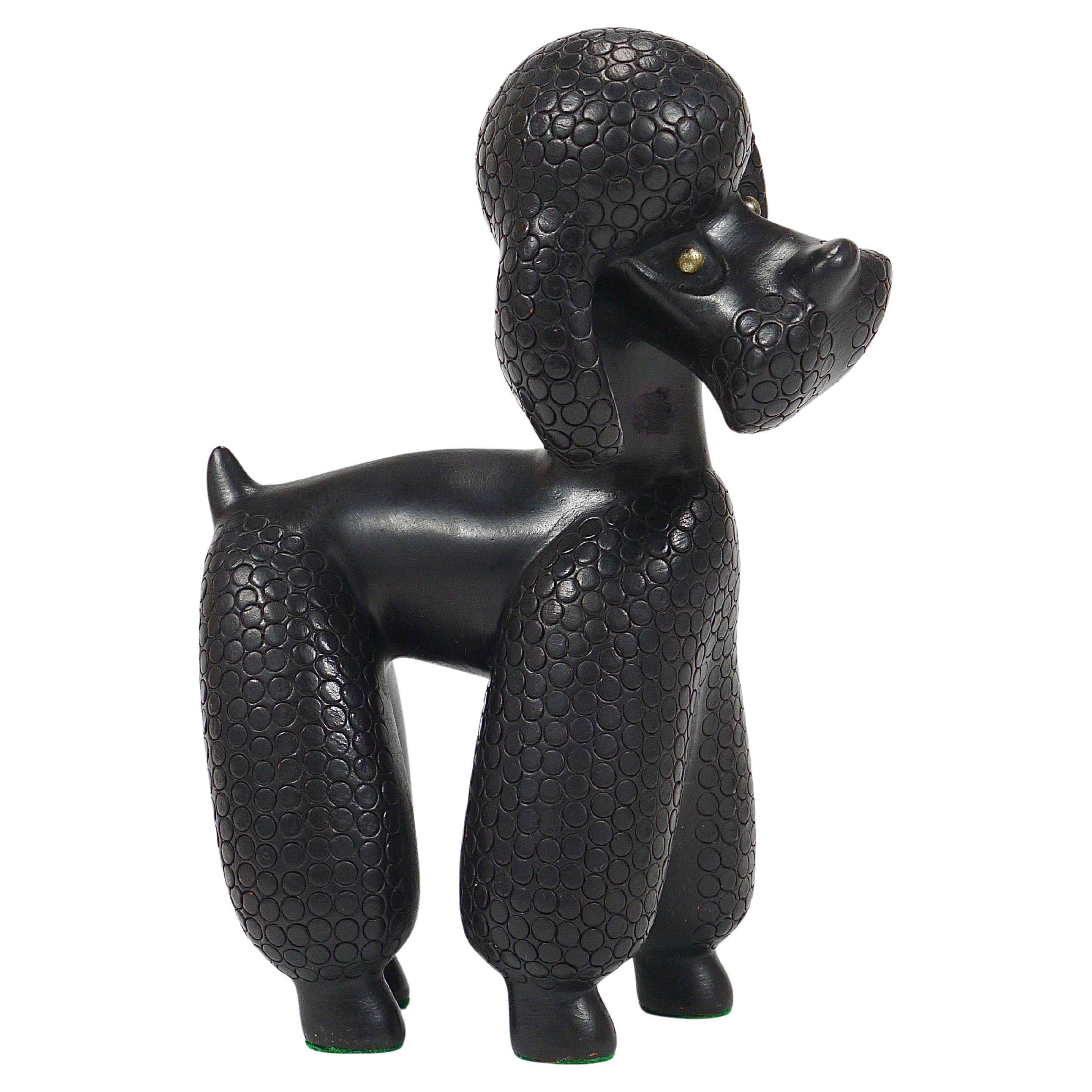 Charming figurine sculpture of a poodle dog by Leopold Anzengruber, Austria, 1950s.