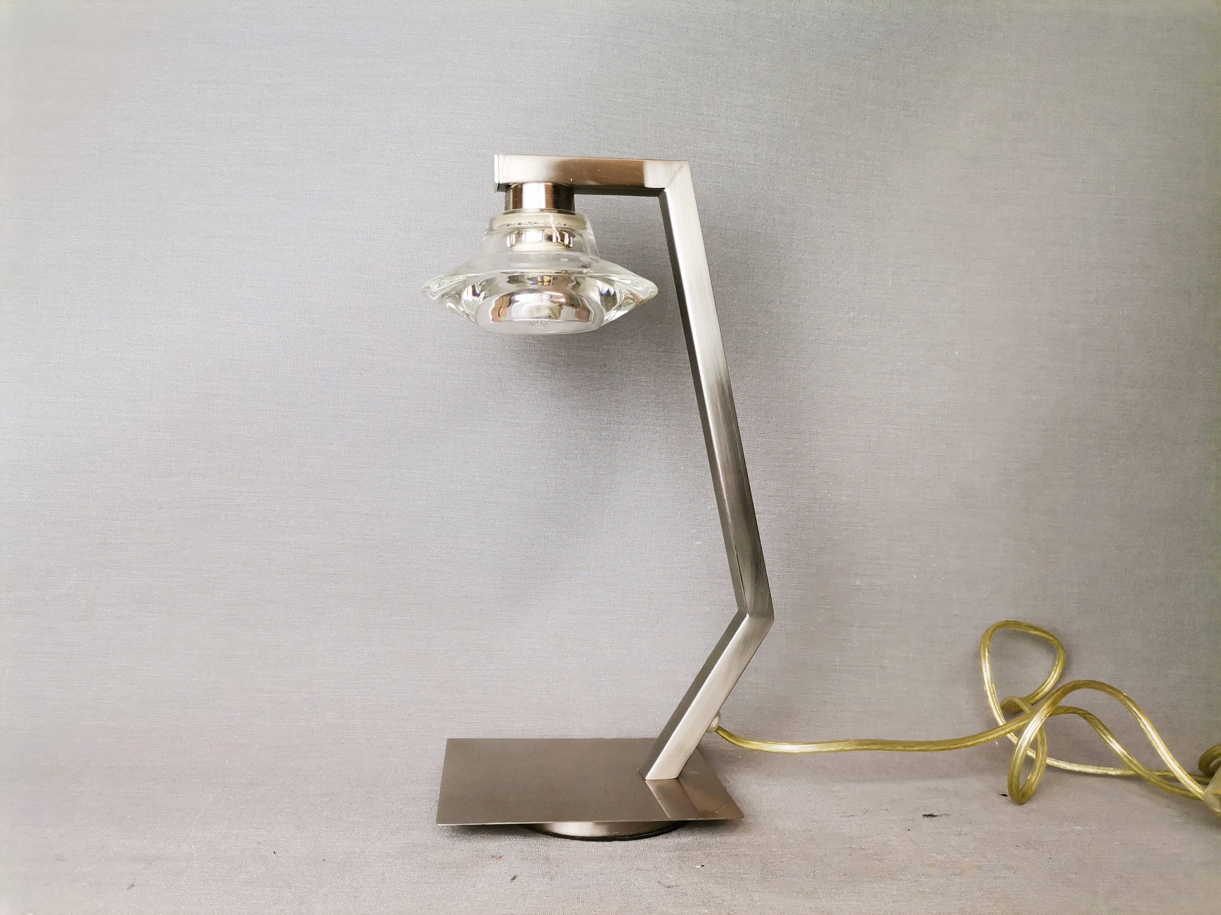Chromed metal halogen dimmer desk lamp