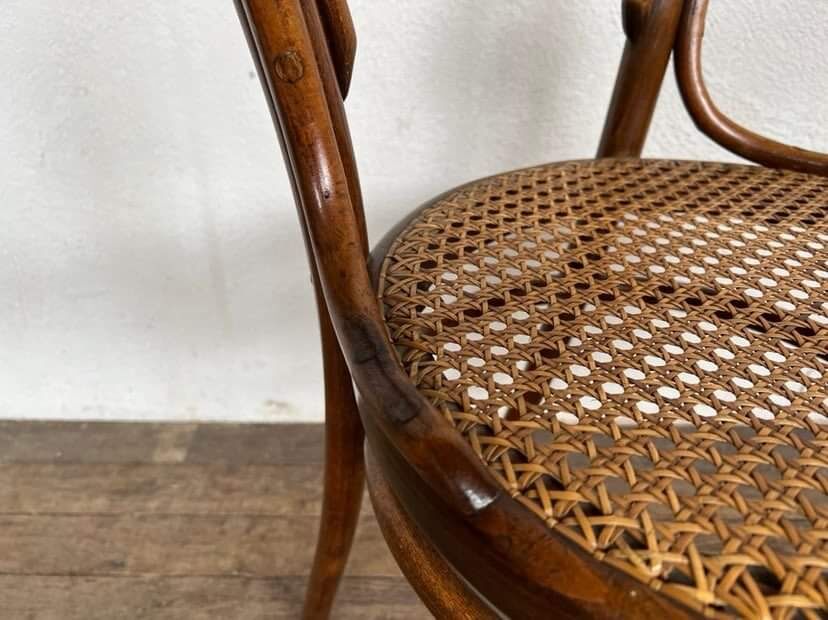 set of 4 bistro chairs in curved wood from the 1920s 1930s Canned seat