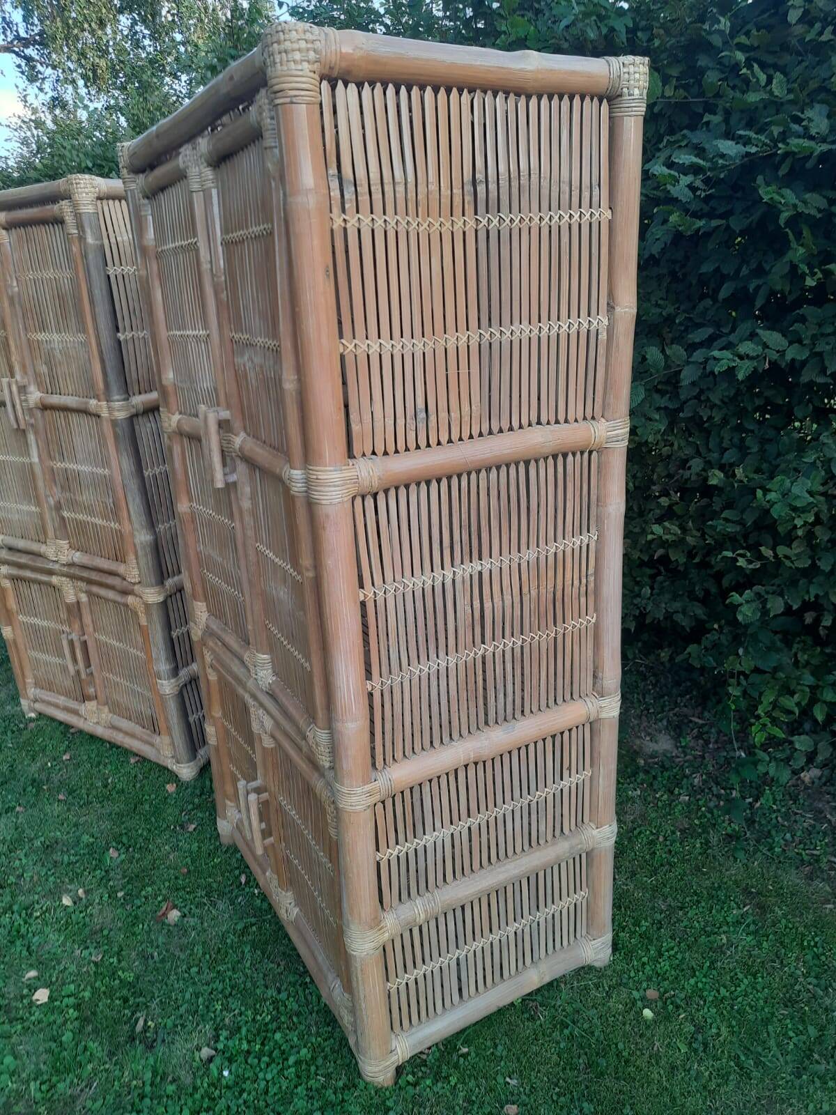 Vintage bamboo and rattan cabinet or storage unit