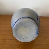 Ancien Pichet Grès Bleu Deco Fleurs 2 Litres Vintage