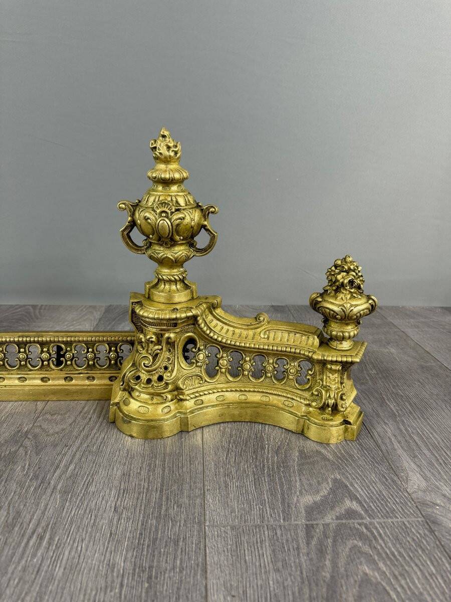 Pair of Gilt Bronze Andirons, Louis XVI Style, Late 19th Century