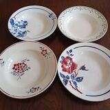 Assiettes creuses en terre de fer Longwy, Digoin Sarreguemines, Moulin des Loups Hamage & Lunéville