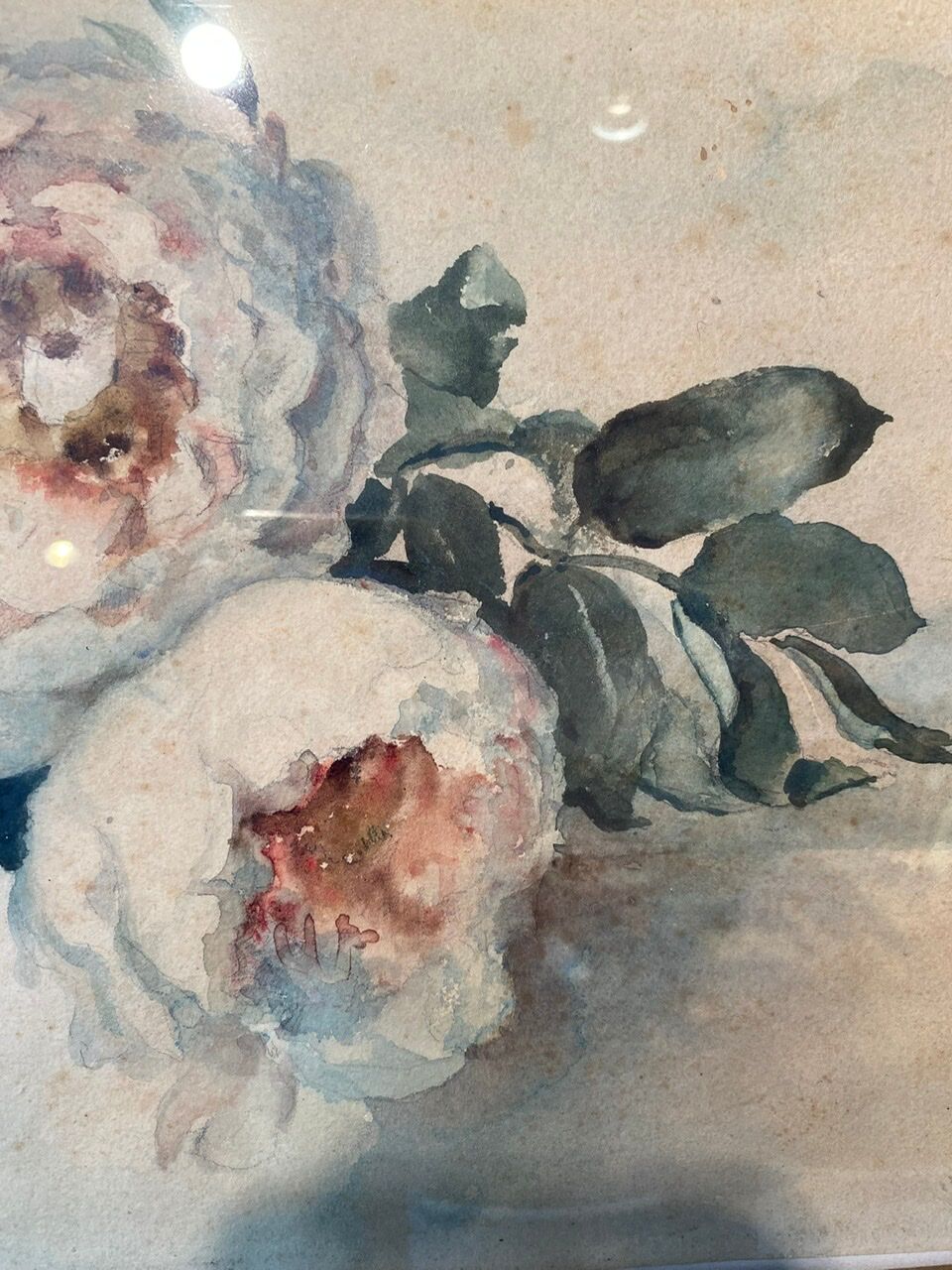 Tableau ancien, nature morte aux roses, XX siècle