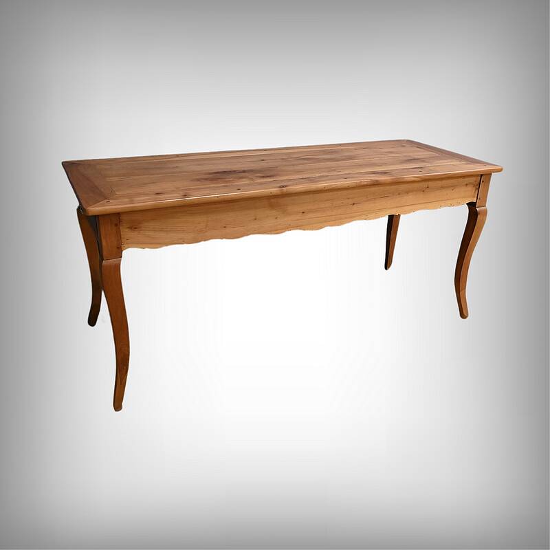 Farmhouse table in blond cherry, Louis XV style – 2nd part of the 19th century