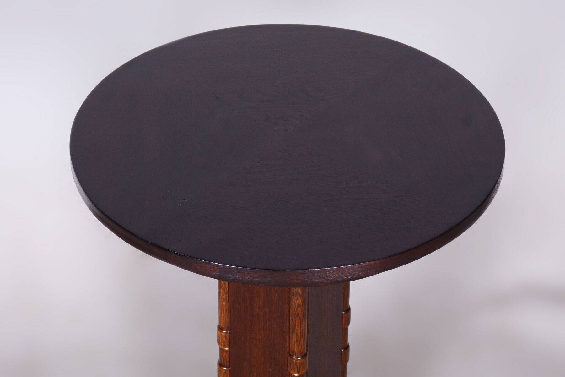 Small Art Deco Table in Oak and Brass, Czechia, 1920s