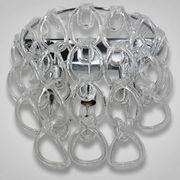 Pair of Art Deco Half-Moon Wall Lights/Hot Water Bottles in Glass & Metal Links