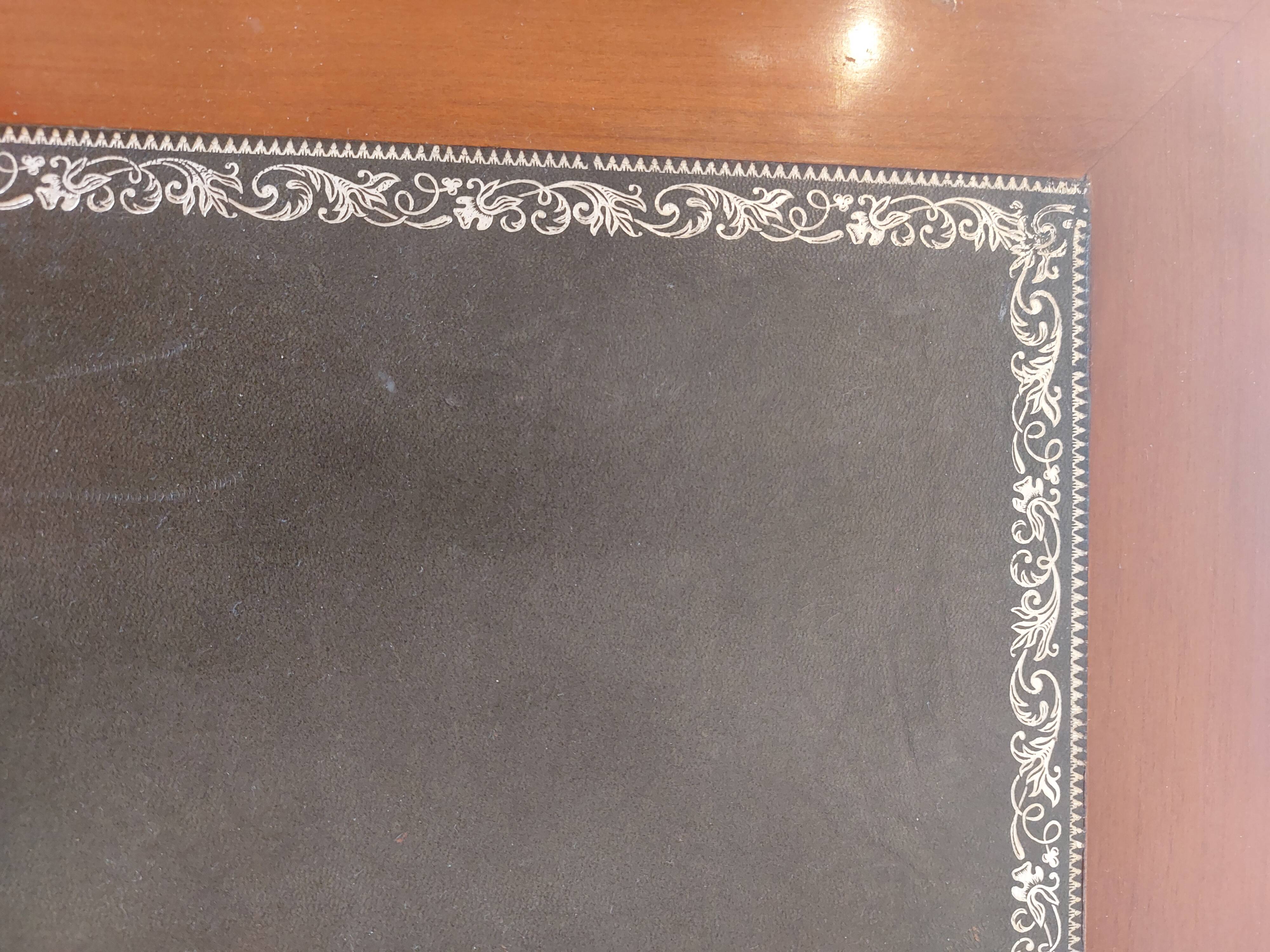 Wooden desk, leather top, extensions