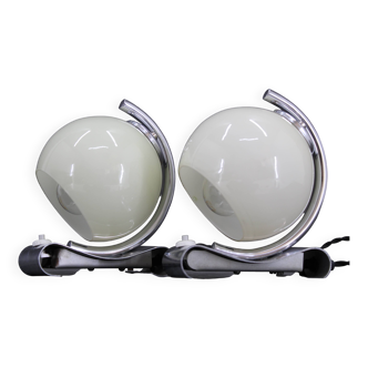 1930s Pair of Art Deco Chrome Plated Table Lamps, Czechoslovakia