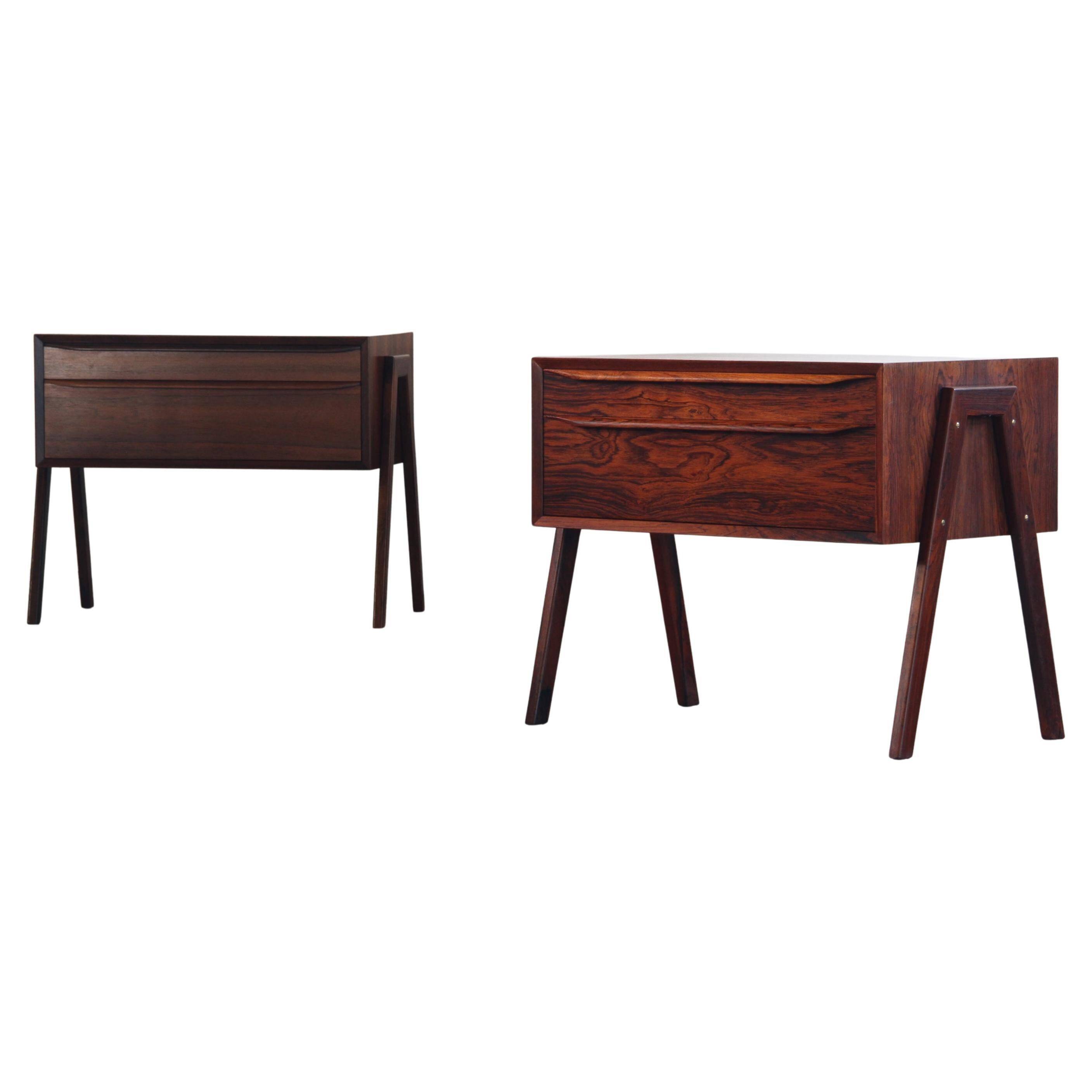 Vintage set of Danish rosewood bedside sewing nests attributed to Erling Torvits, 1960s