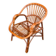 Adult rattan and wicker armchair, 1975, with beige cushion