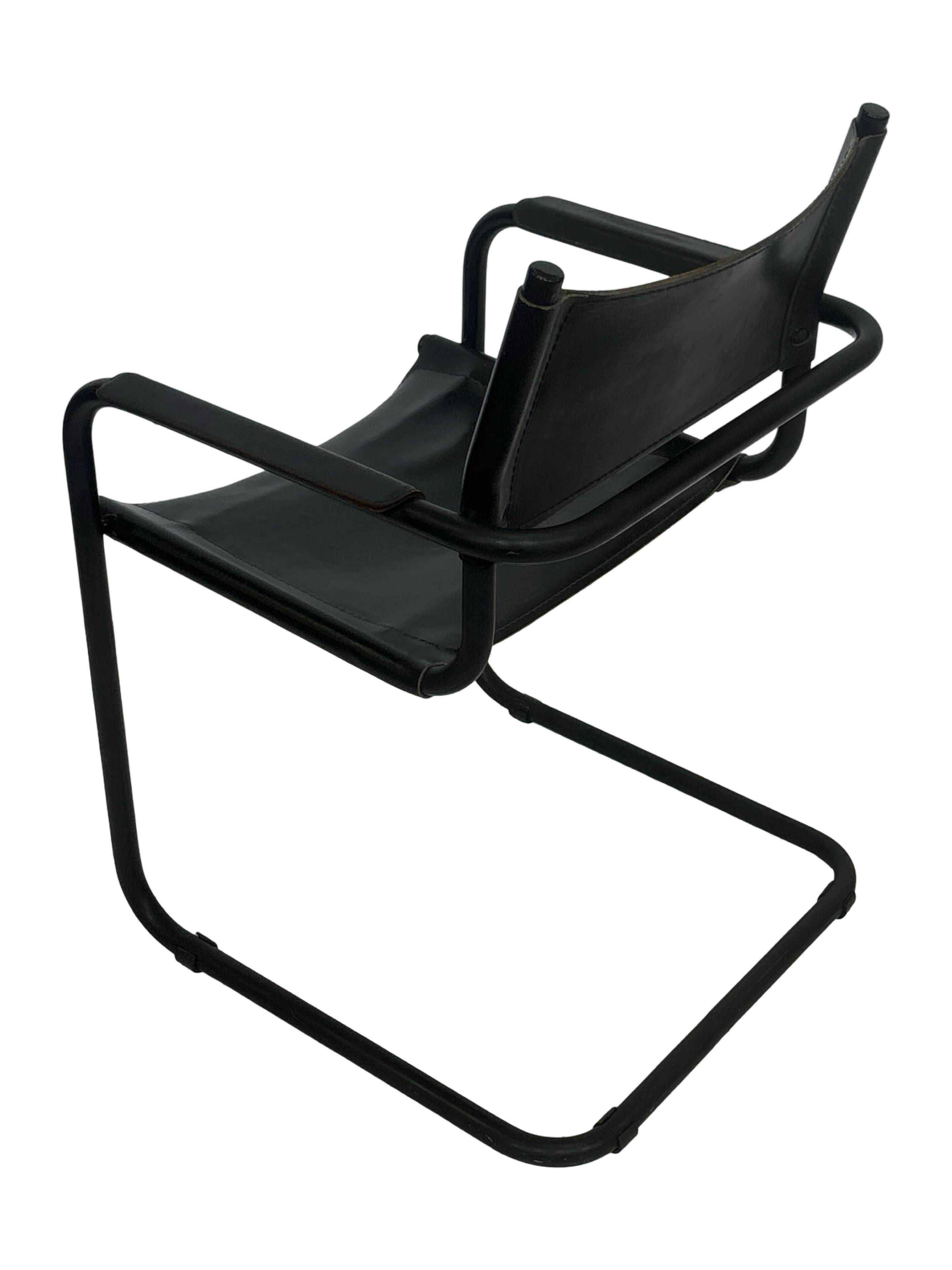 Vintage Breuer style leather chair B32/34 Italian Design in black
