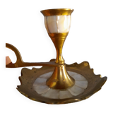 Mother-of-pearl brass candlesticks