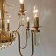 Crystal and gilded brass chandelier Mid Century 1970s