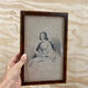 Portrait 19th young woman romantic marquetry frame