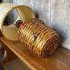 Old wicker dame jeanne lamp + beige lampshade 70's vintage