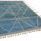Tapis tribal tissé à la main en laine bleue unique en son genre, 201 cm x 304 cm