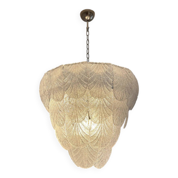 Chandelier en verre de Murano "Pétales" en graniglia claire moderne contemporaine par Sim