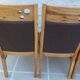 6 High-back chairs in high-quality, plush solid wood with brown faux leather