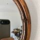 Rattan apple mirror 1960s 32 x 31 cm