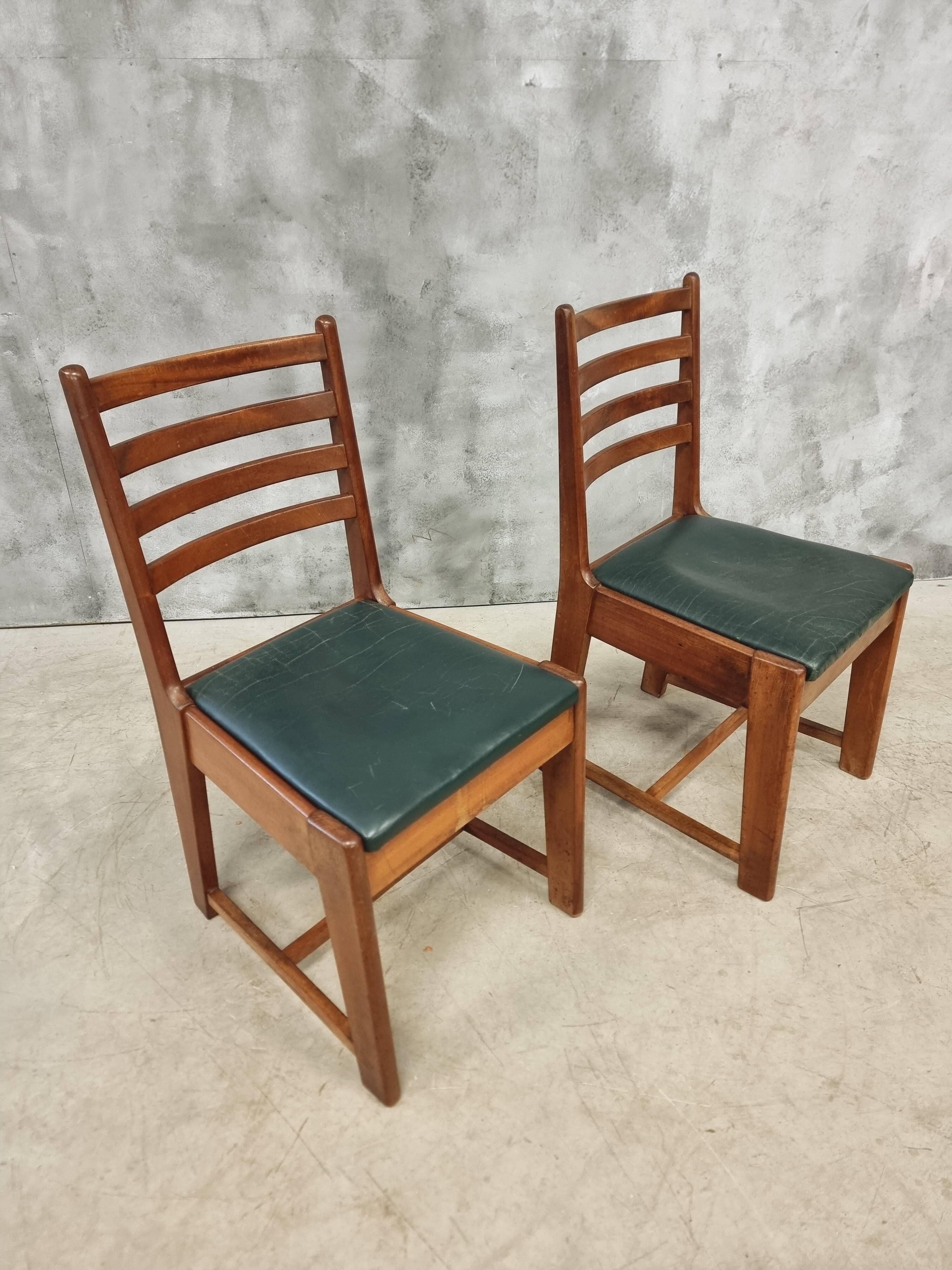 Two Bas van Pelt designer dining chairs in walnut, 1930s