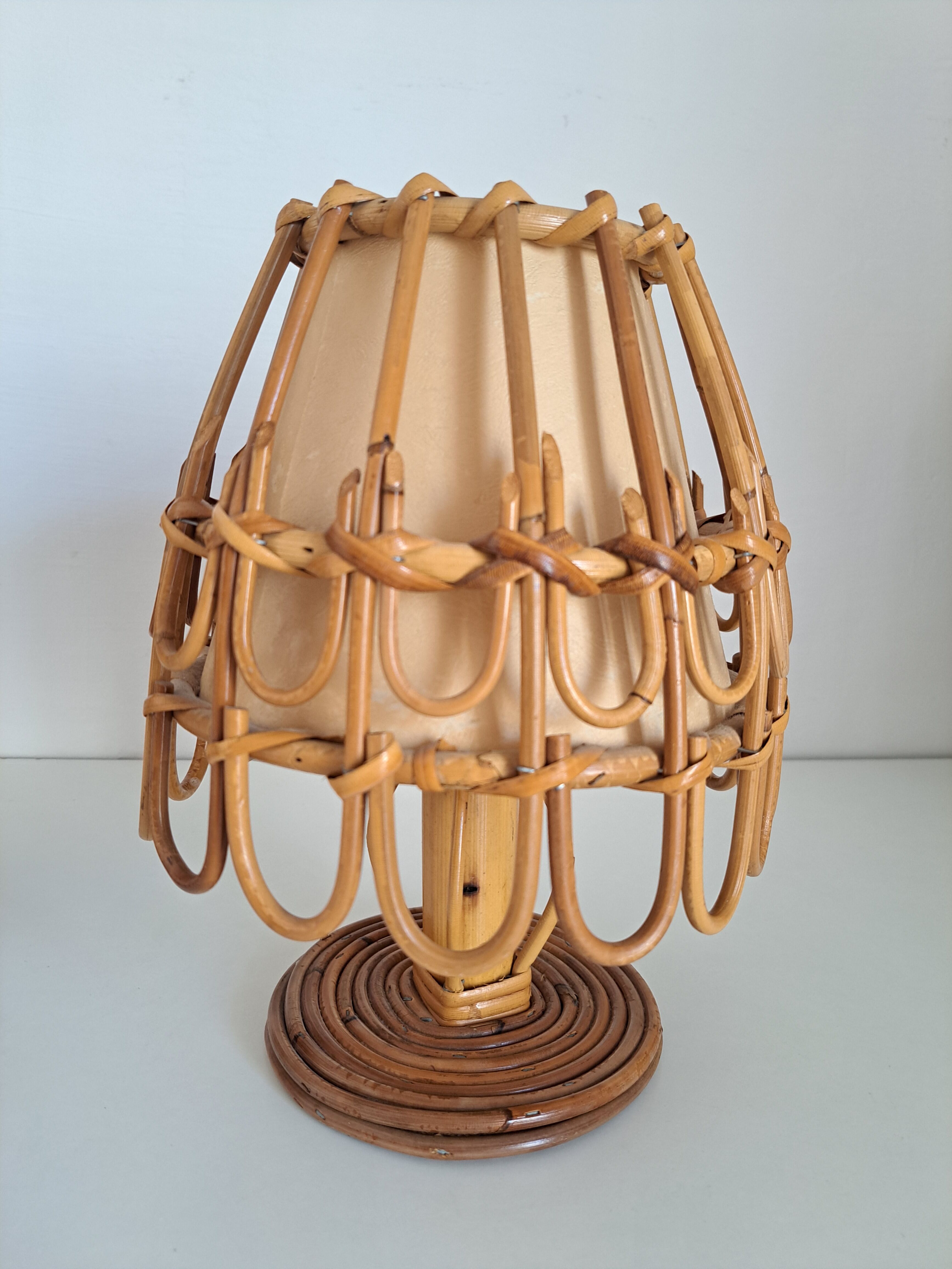 Pair of vintage bamboo lamps
