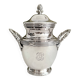 Antique monogrammed silver-plated metal sugar bowl