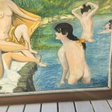 Painting on Art Deco isorel "Les Baigneuses"