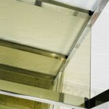 Chrome and smoked glass shelf in Italian 1970s style.