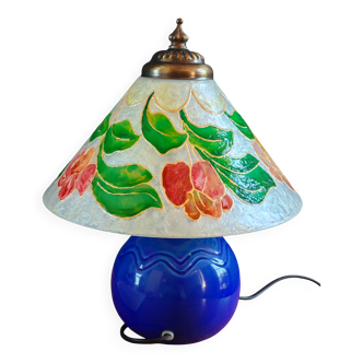 Ceramic table lamp with hand-painted shade