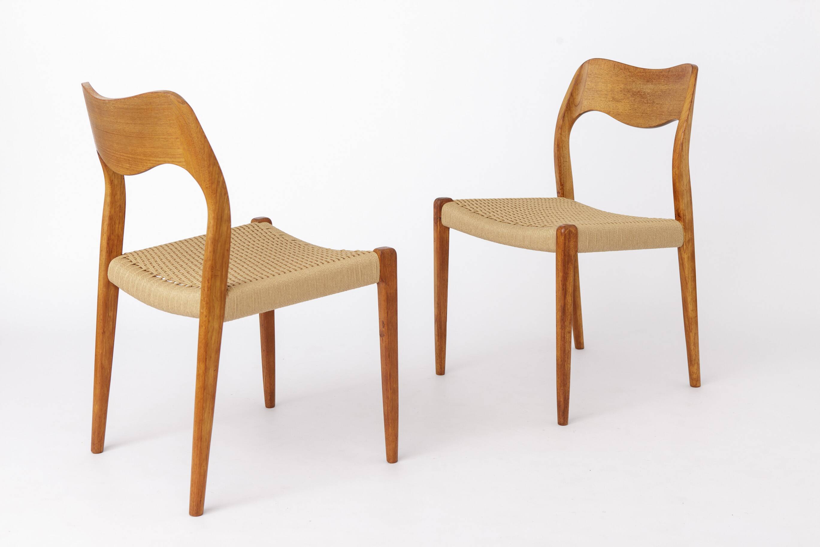 Set of 6 Niels Otto Møller Model 71 Dining Chairs, 1960s, Danish Vintage