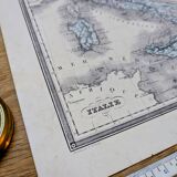 Italy, old map, printed in 1852.