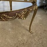 Vintage 1950s round onyx coffee table with brass base