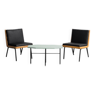 Set due poltrone tavolino legno metallo anni ’60 vintage modernariato