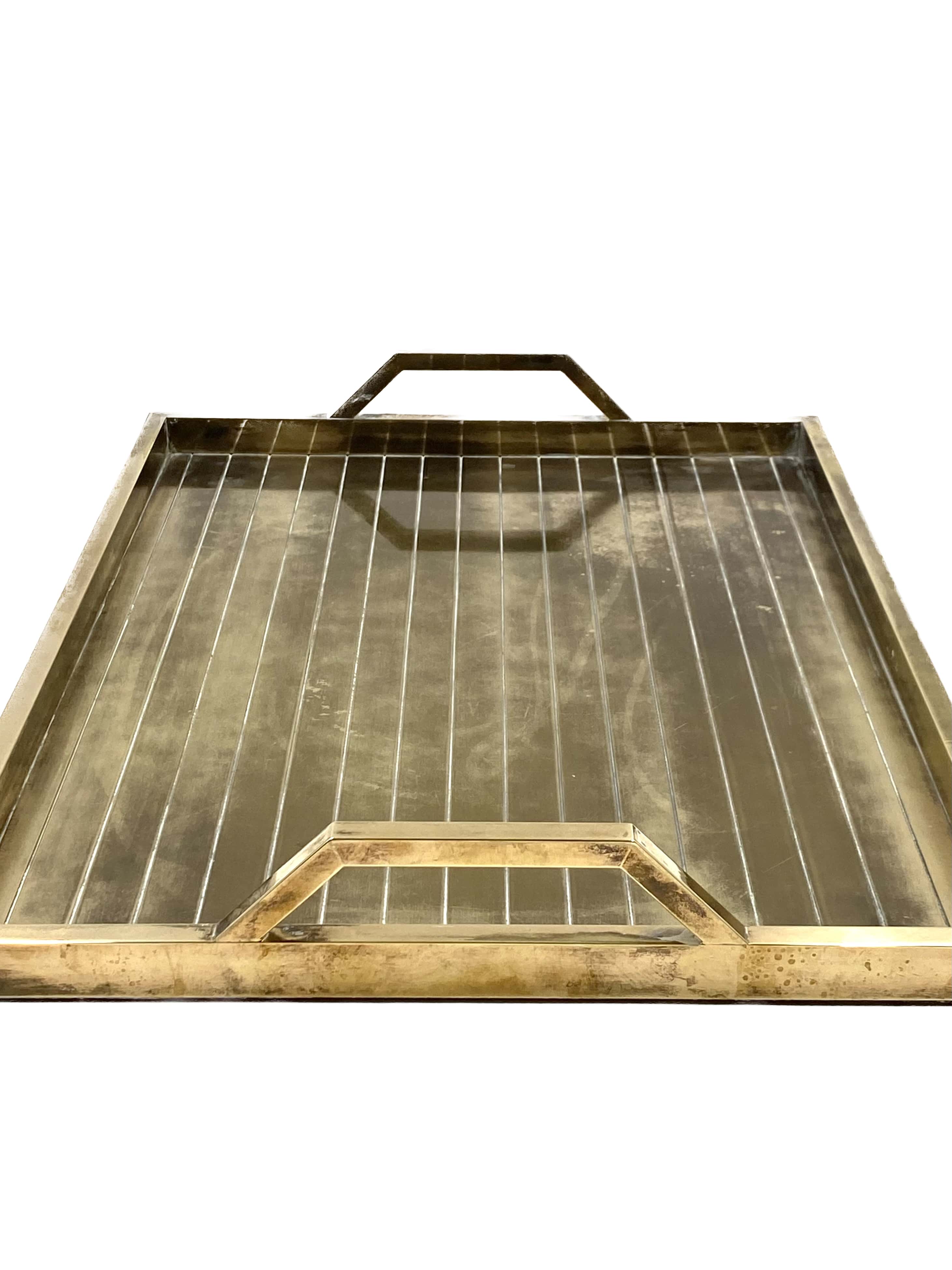 Hollywood regency brass tray, Italy 1970s