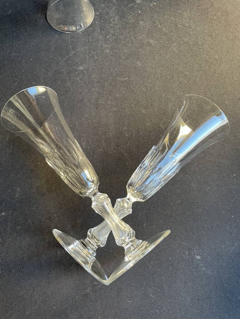 6 Saint Louis champagne flutes cut Lozère service stamped