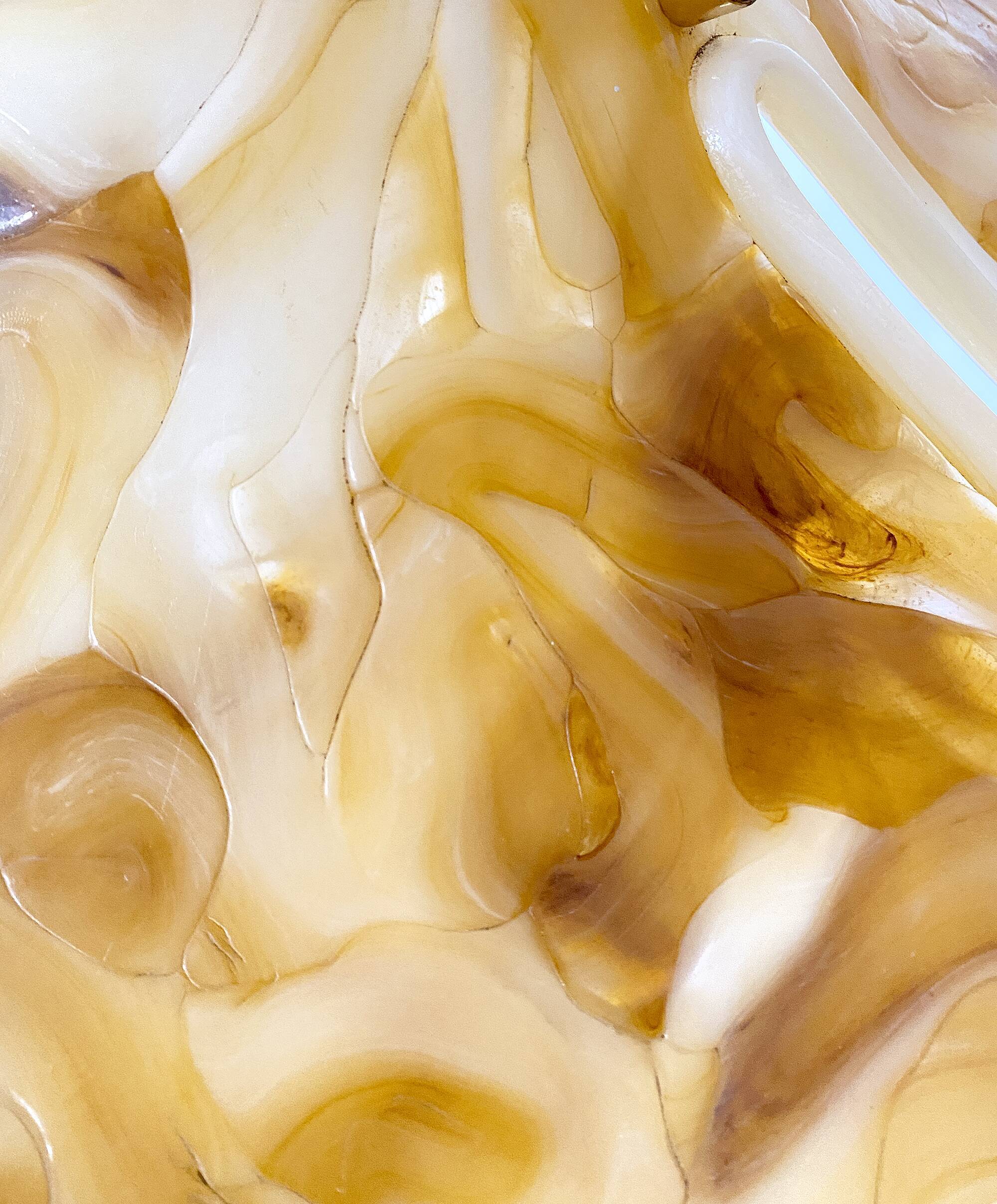 Adjustable vintage design XXL pendant lamp, brass plexiglass, 70s