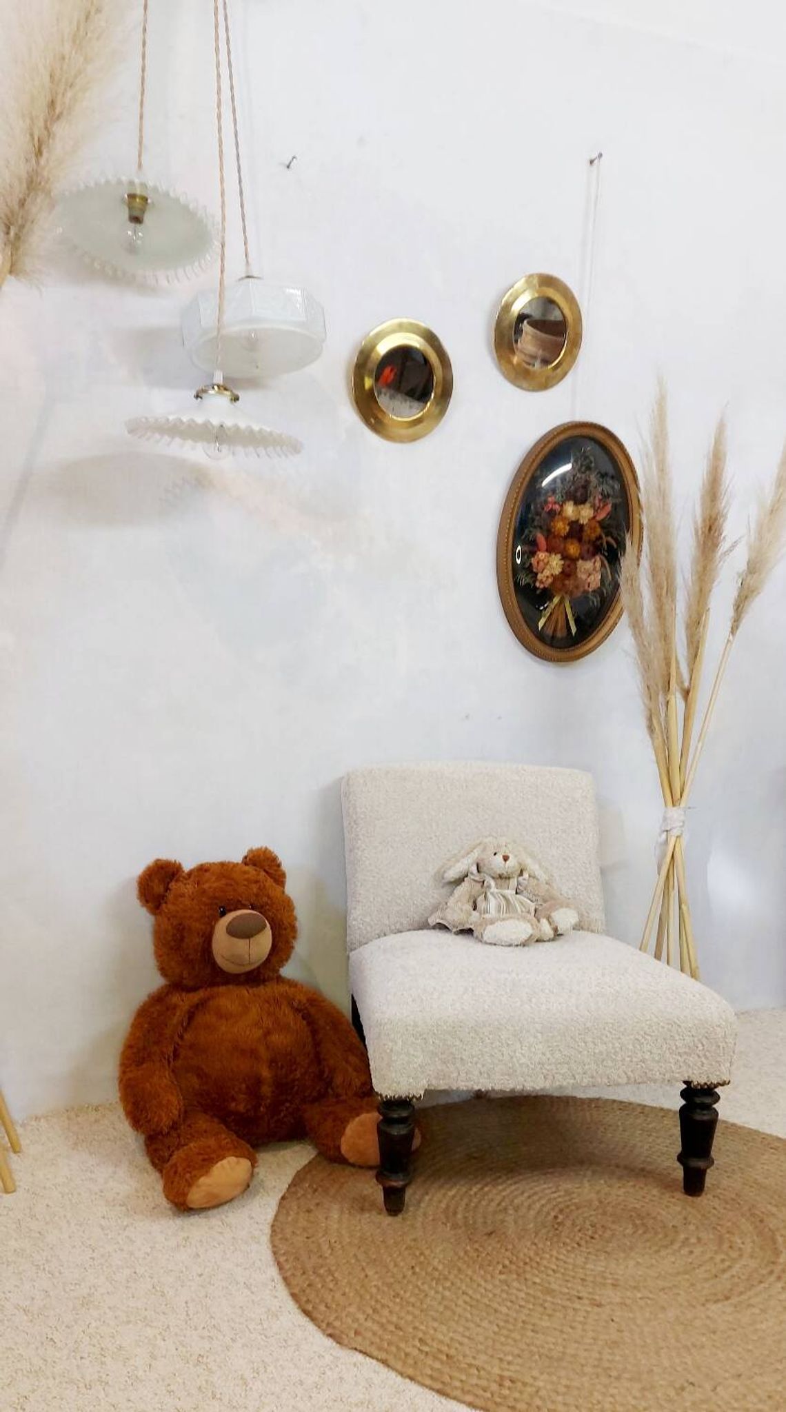 Fauteuil chauffeuse tissu bouclettes