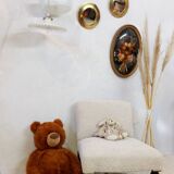 Fauteuil chauffeuse tissu bouclettes