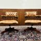 Ensemble de chaises de bureau Chesterfield English Captain Chairs marron