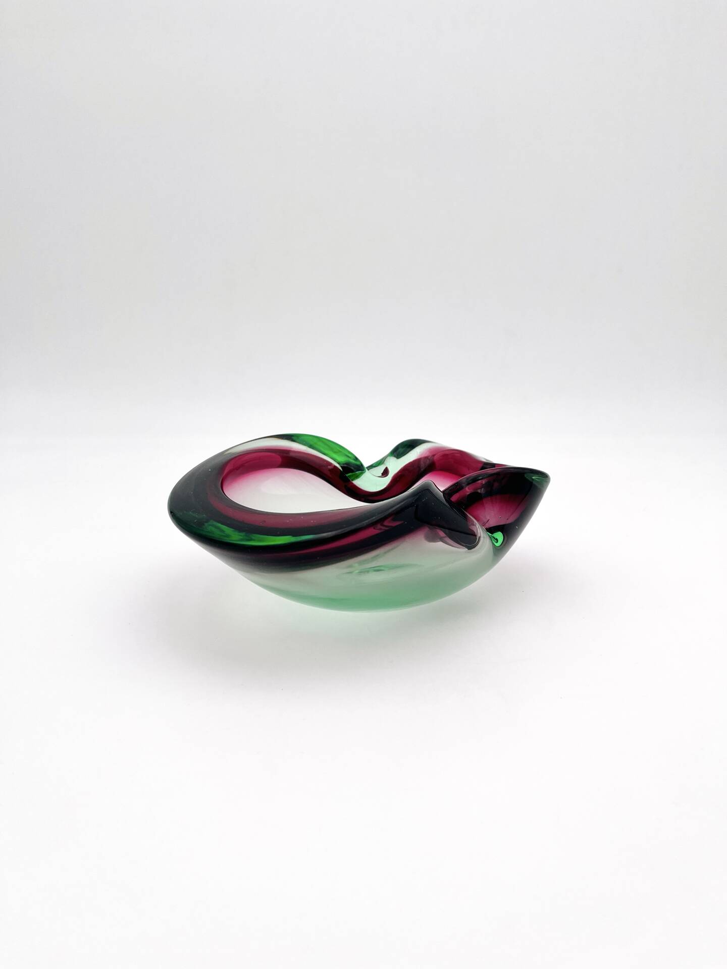Flavio Poli Seguso Sommerso Green Magenta Ashtray 17.5cm 962g
