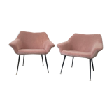 Two velvet midcentury chairs