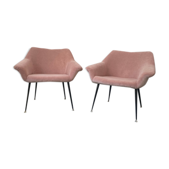 Two velvet midcentury chairs