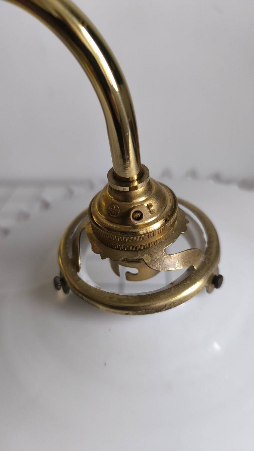 Opaline glass and brass wall light