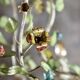 Large flower and leaf chandelier, hand-painted sheet metal, Italy, 1940s