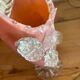 Pink opaline vase with added fruits